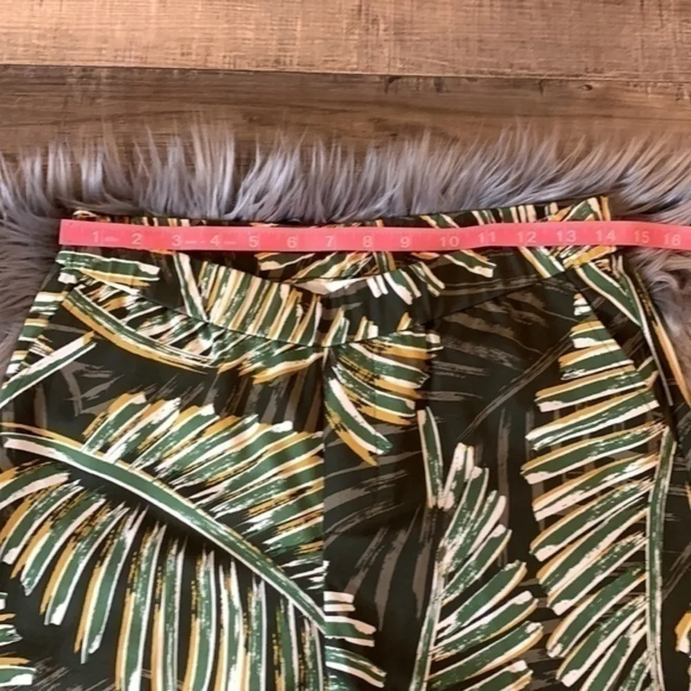 Lemon Way pull on ankle pants stretch palm print pockets 8 - Image 3