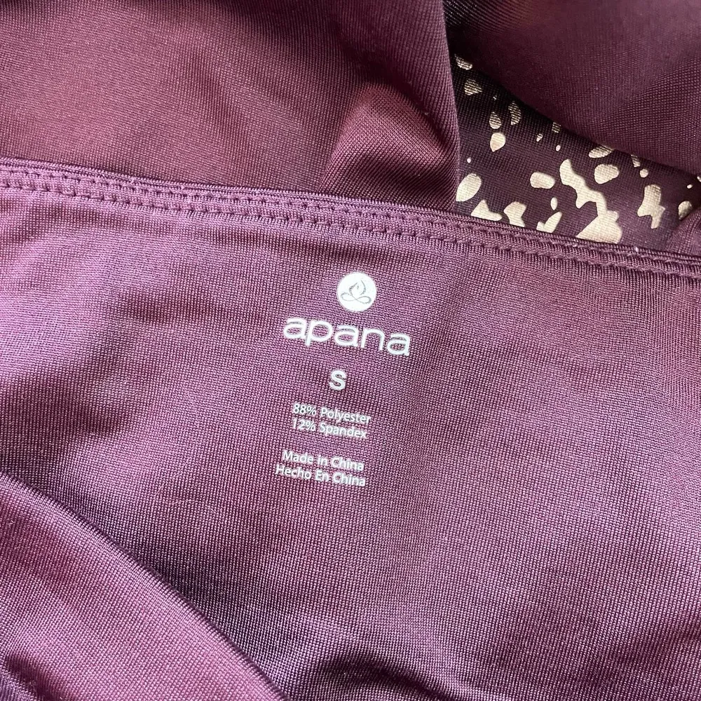 Apana Burgundy Gold Flecked Legs Activewear Leggings - Size Small - High Rise - Image 4