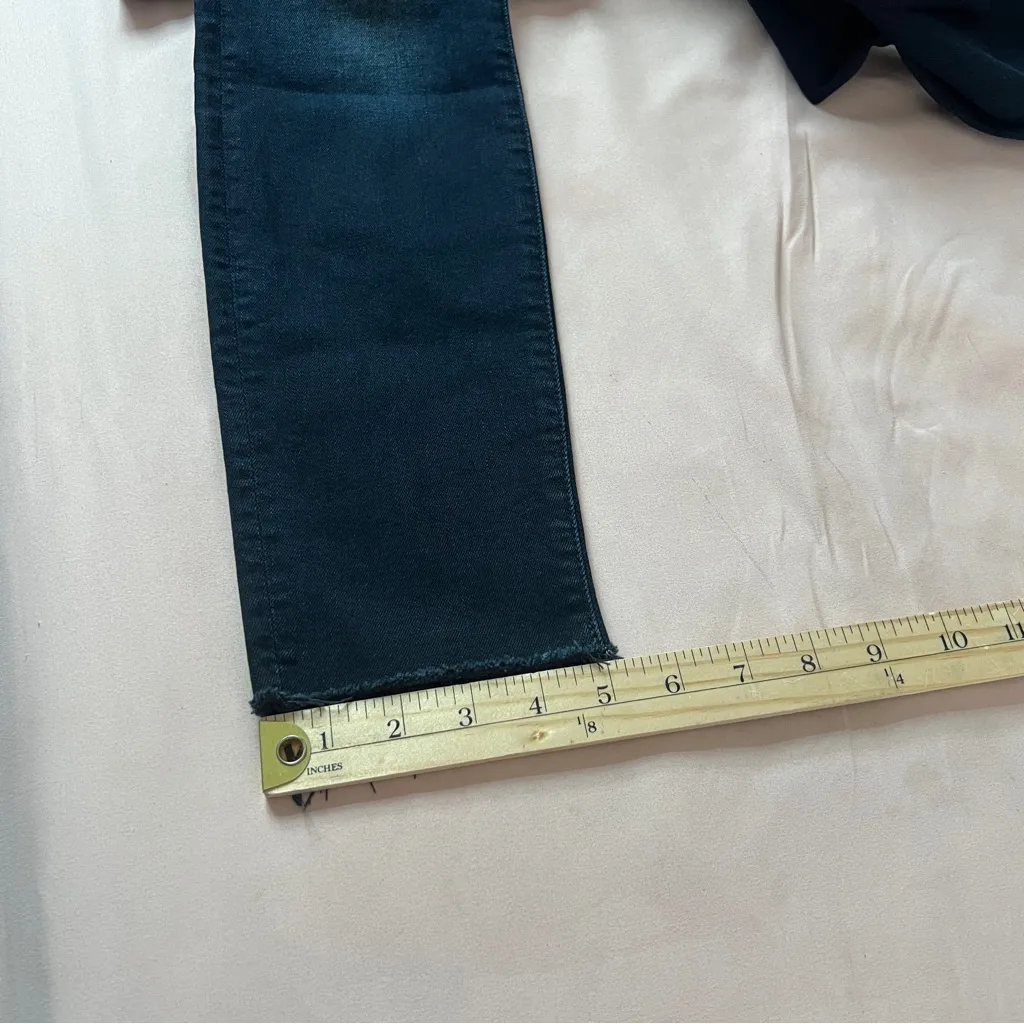 MOTHER High Waisted Looker Ankle Fray In Last Call Dark Wash Denim Jeans Size 25 Blue - Image 14