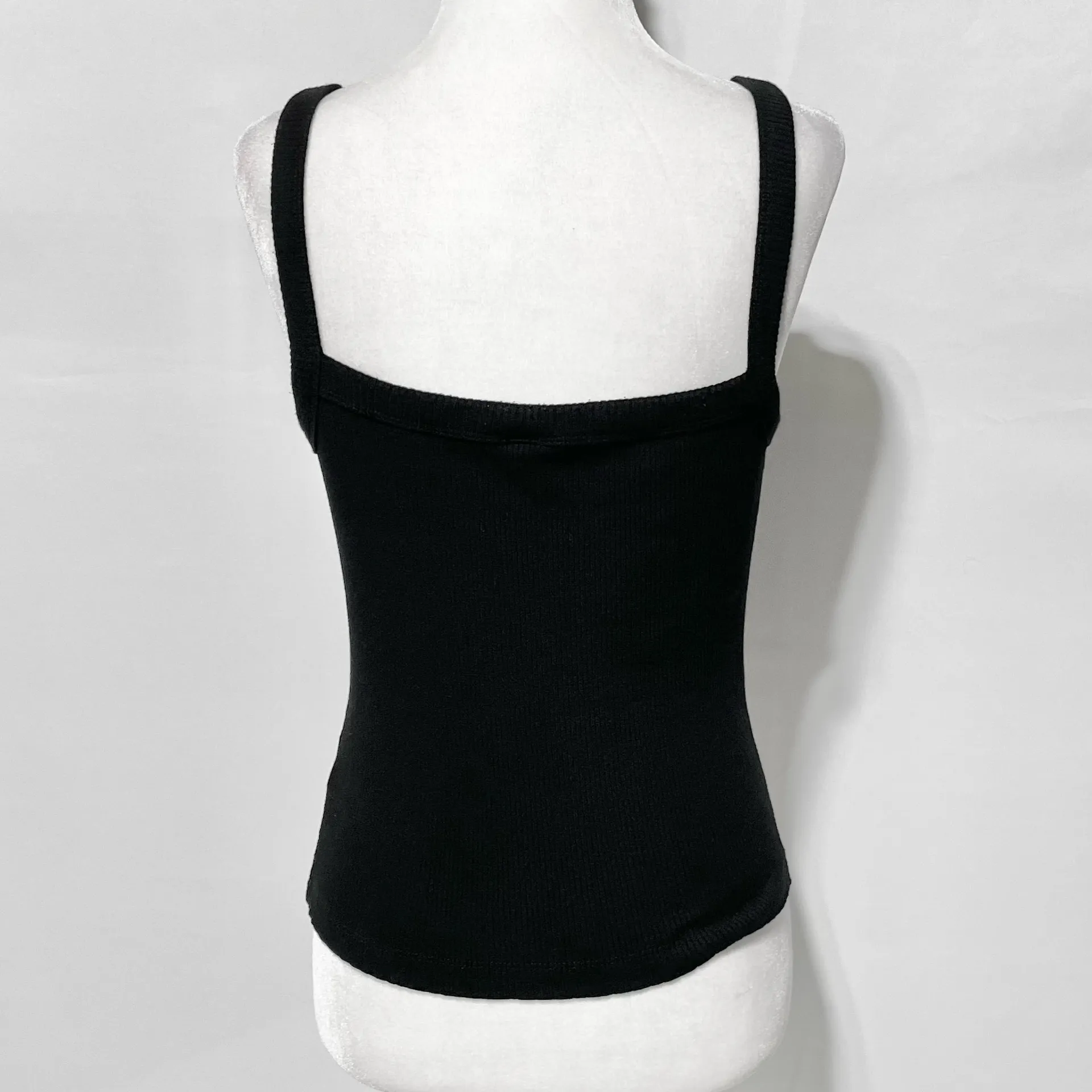 & Other Stories Ribbed Knit Scoop Neck Slim Fit Tank Top Black Size Medium - Image 13