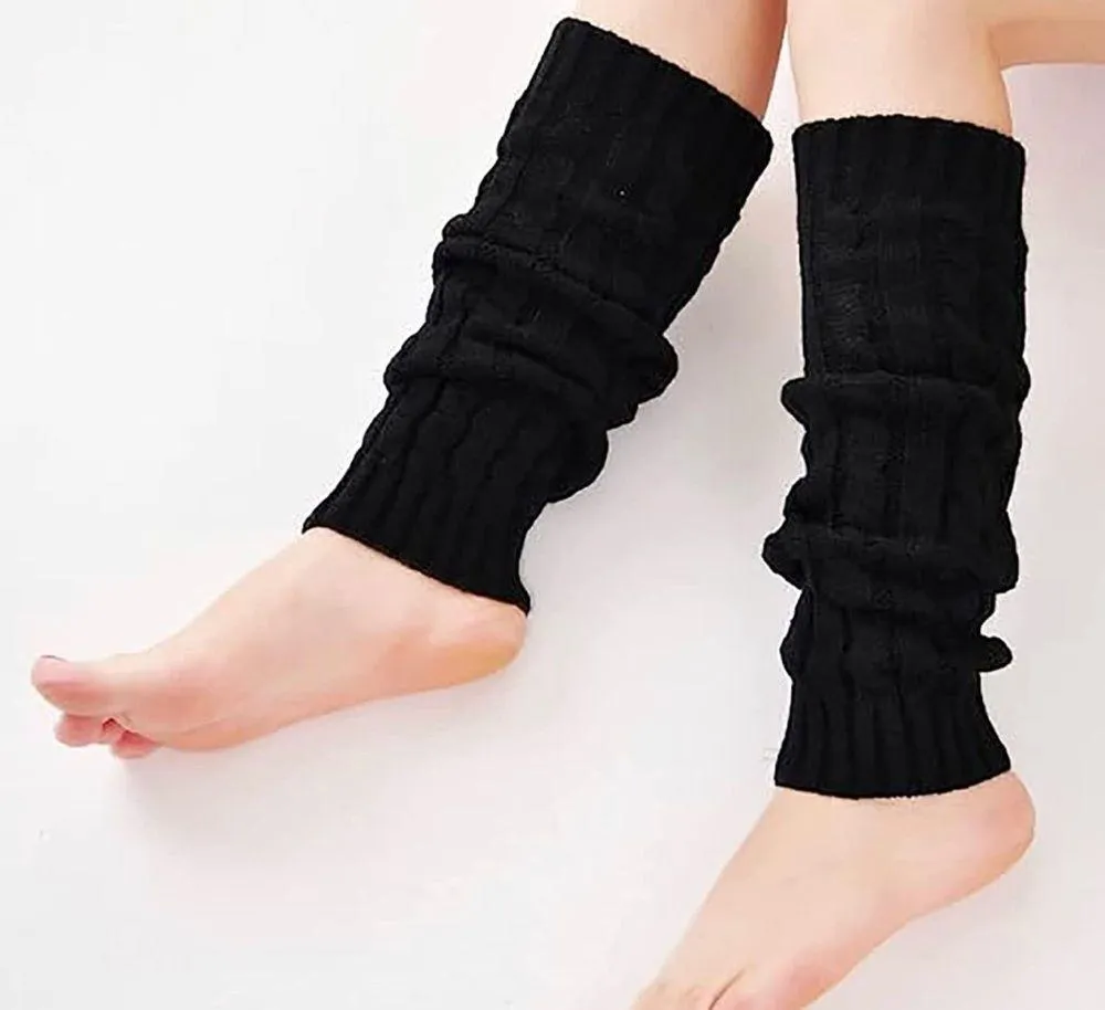 NEW SET OF 2 Leg Warmers Winter Warm Knee High Knitted Boot Cuffs Brown black - Image 4