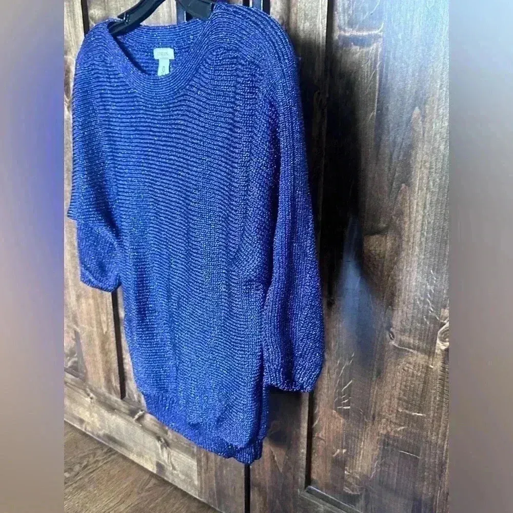 Chicos Womens Sweater 0 Small Purple Cecilia Shine Pullover 3/4 Sleeve S… - Image 3