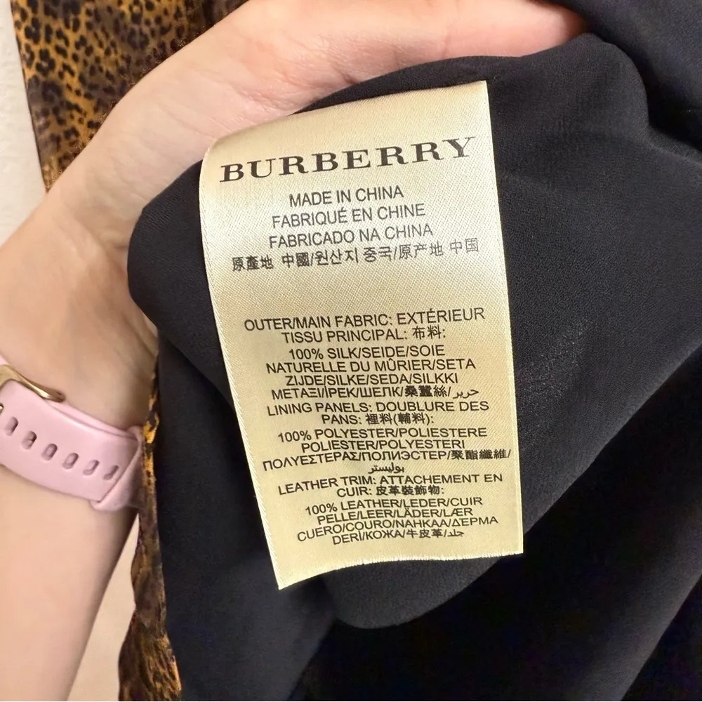 Burberry Brit Silk Cheetah Print Fit and Flared Dress Size 4 - Image 5