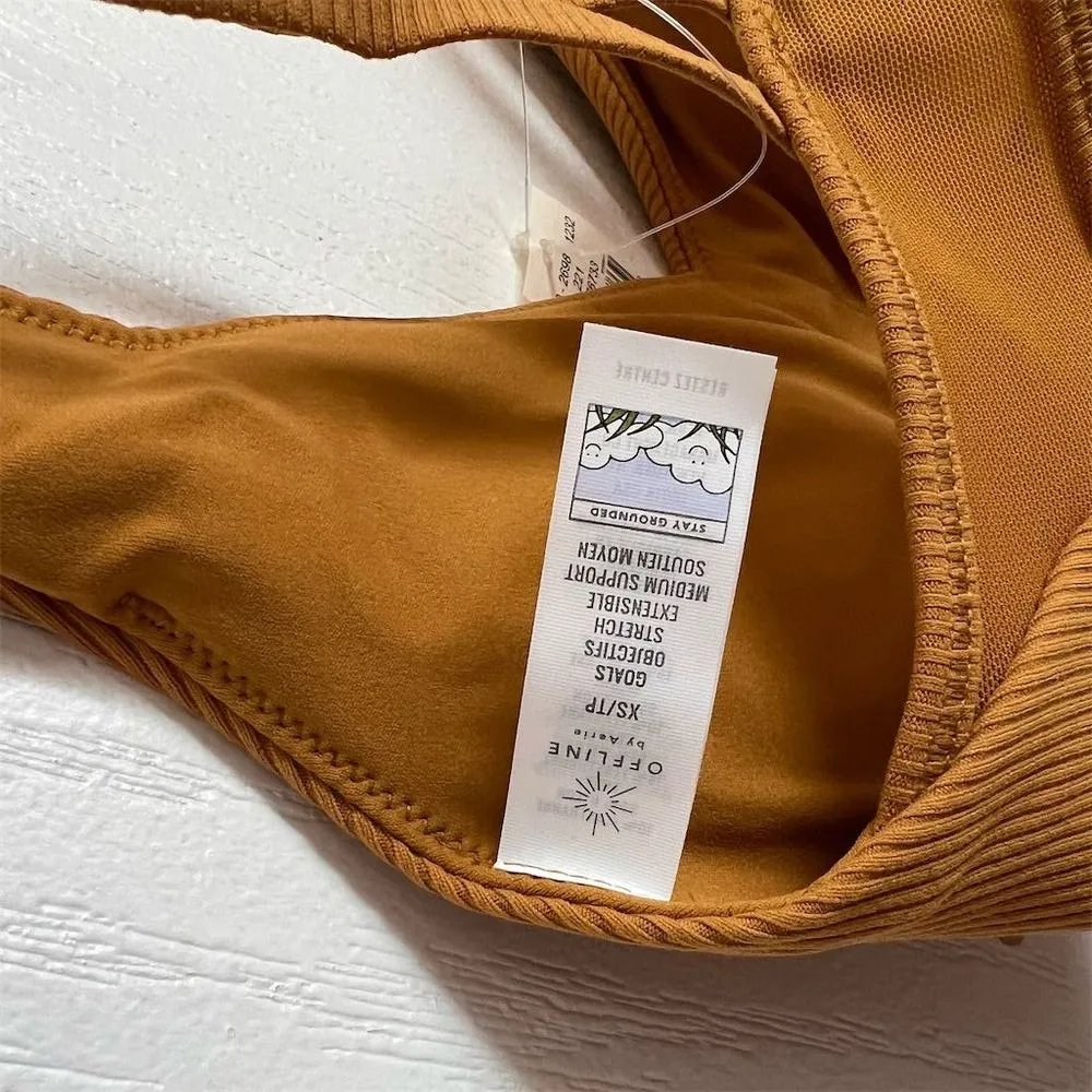 Aerie Women's Size XS Ribbed Sports Bra Medium Support‎ Yoga Gym NWT - Image 5