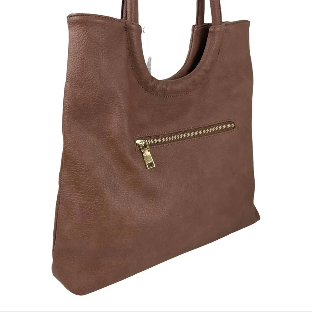 Antik Kraft Brown Vegan Leather Seamed Detailing Shoulder Bag - Image 6