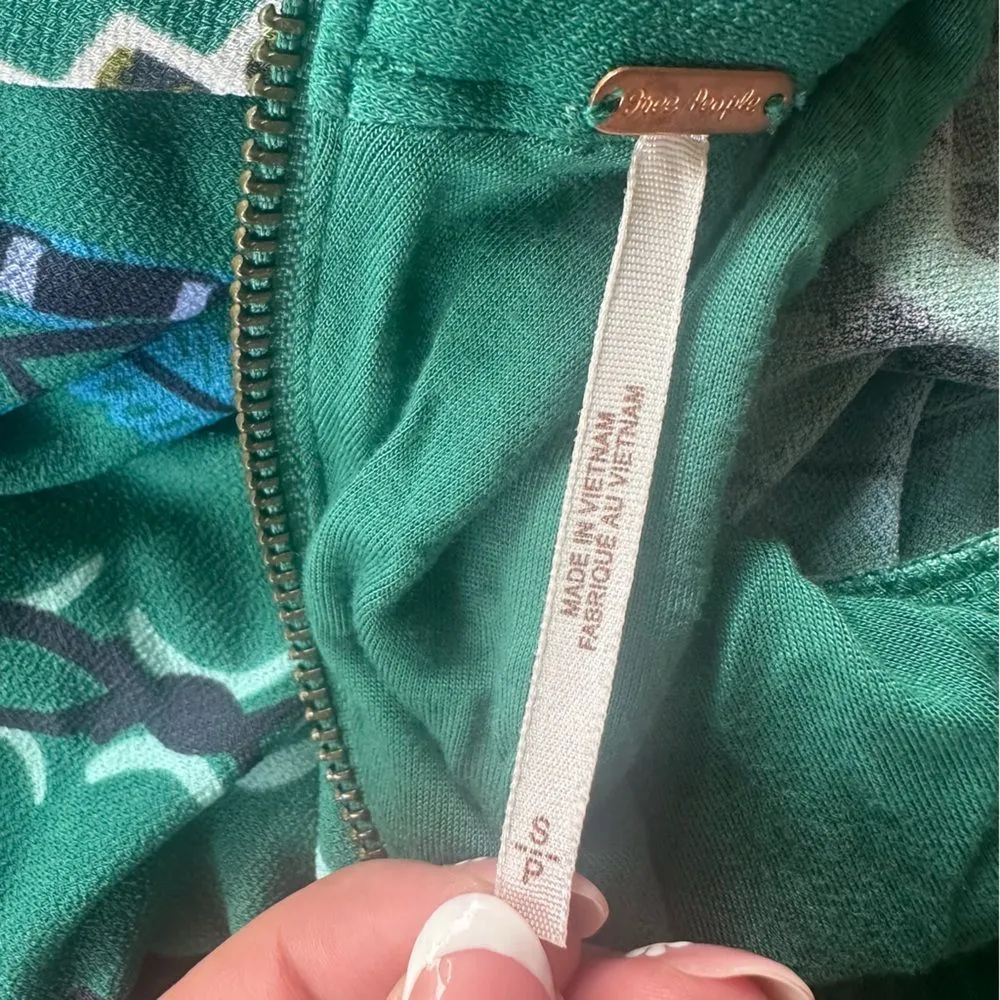 Free People Stella Tribal Mini Dress Long Sleeve High Neck Women’s Small Green - Image 8