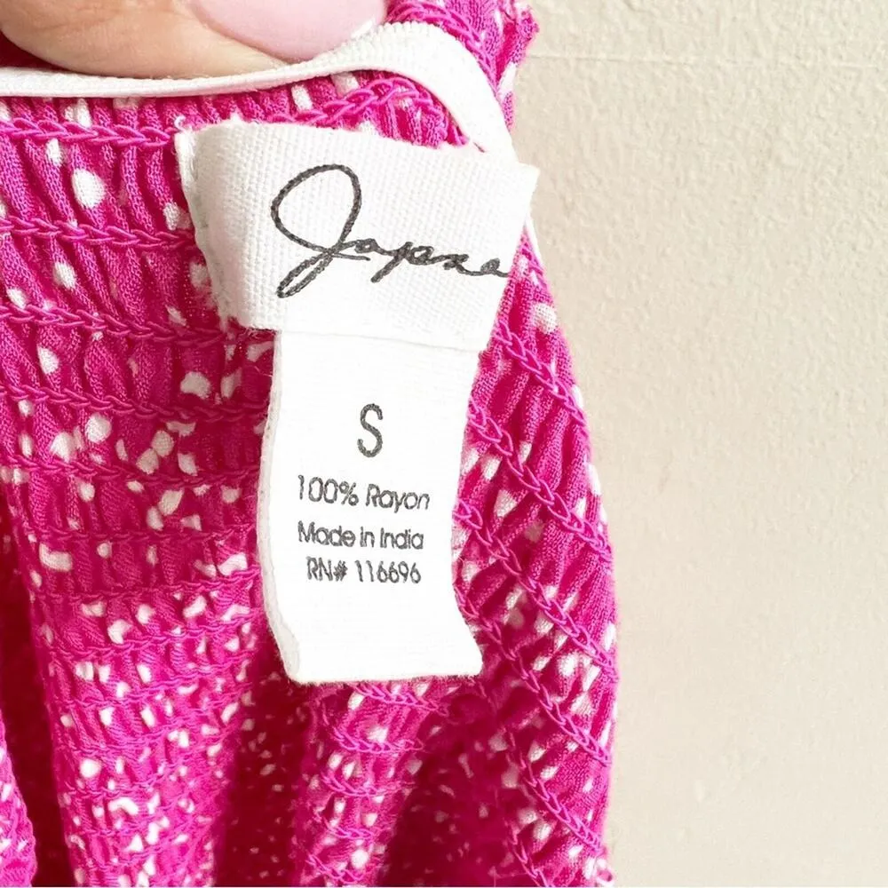 Japna Polka Dot Hot Pink Stretch Mini Dress Size Small Ruched Barbie - Image 9