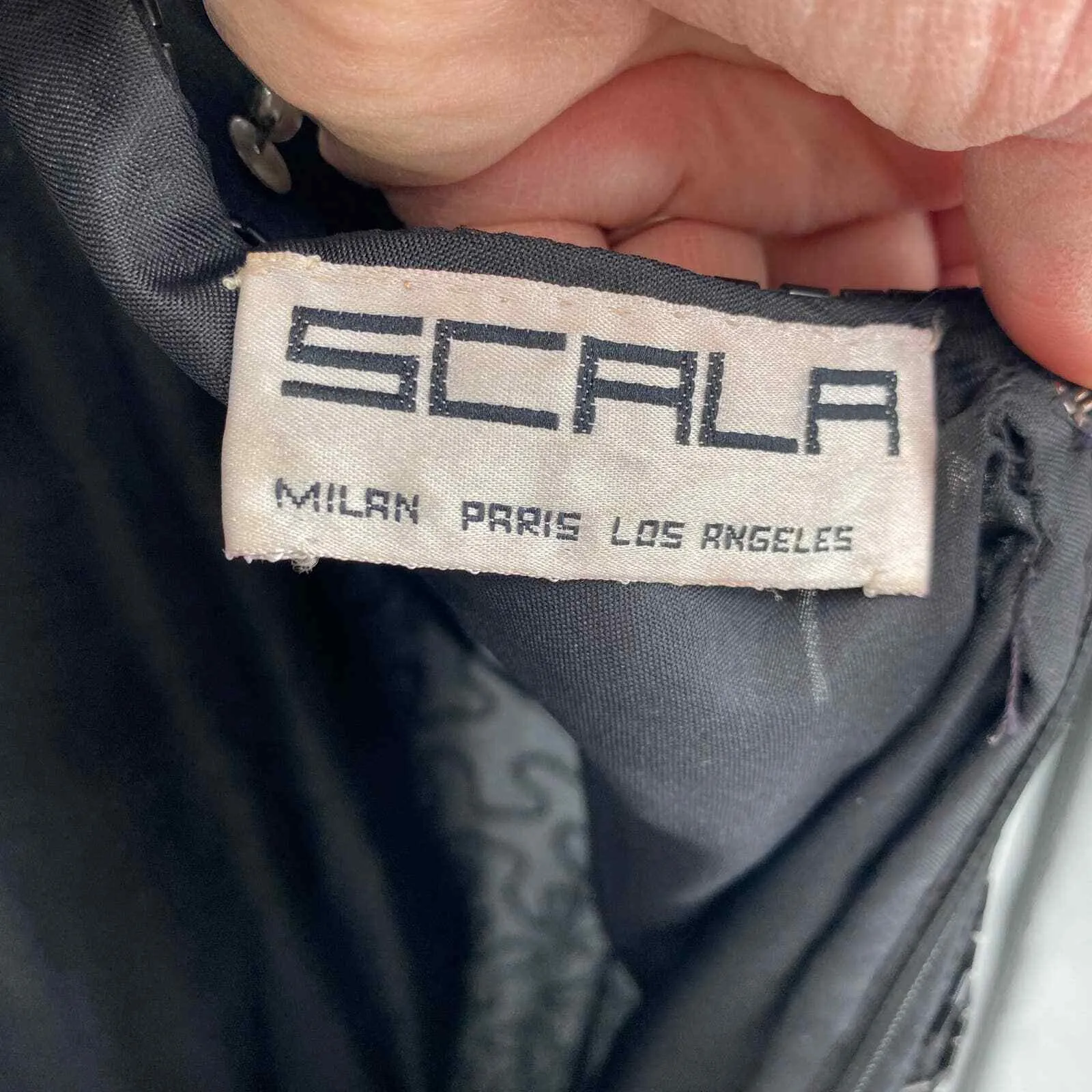 Vintage SCALA Festive Dress Whimsigoth Fairy XL Black Silver Silk Sequined Beads - Image 9