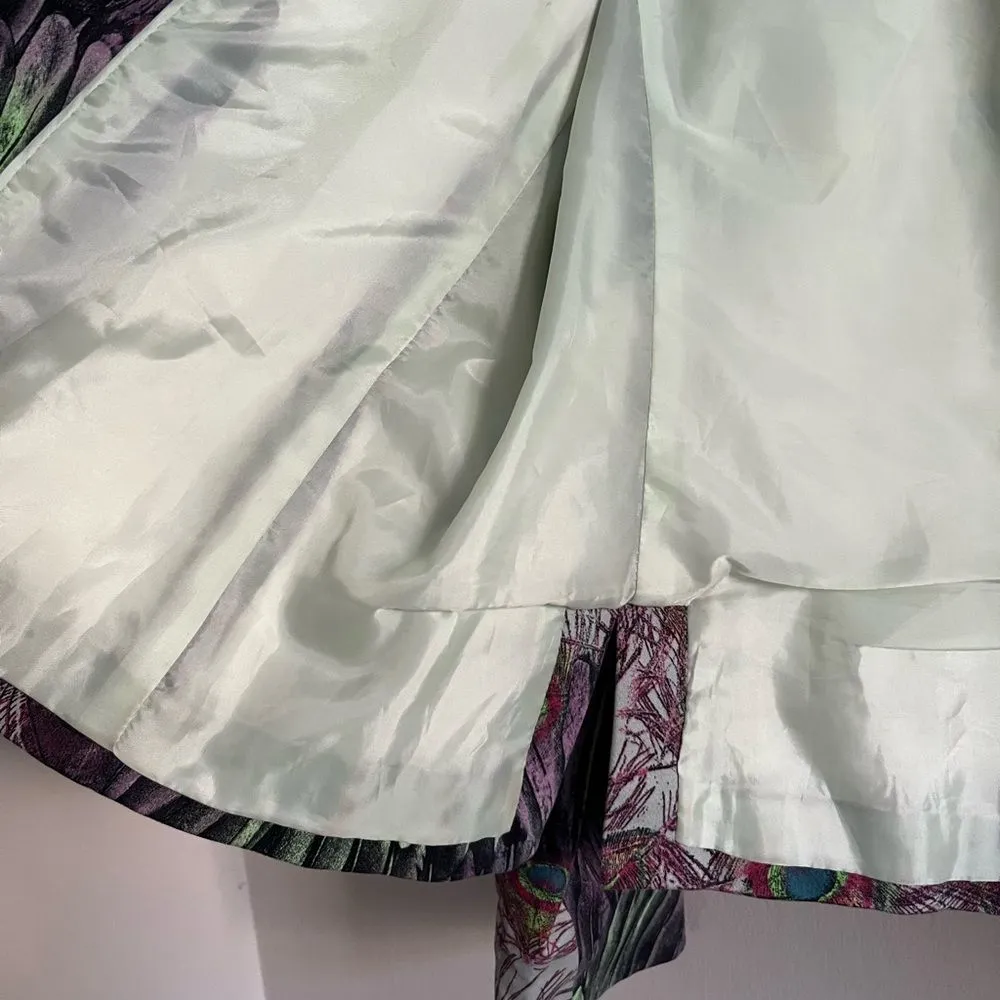 Harvé Benard vintage Peacock Feather Print Blazer Jacket Retro Boho Fall Style Purple Size 12 - Image 10