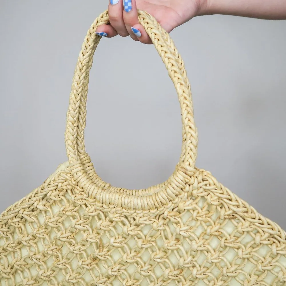 Vintage Straw Wicker Shoulder Bag Tote Beach Bag - Image 3