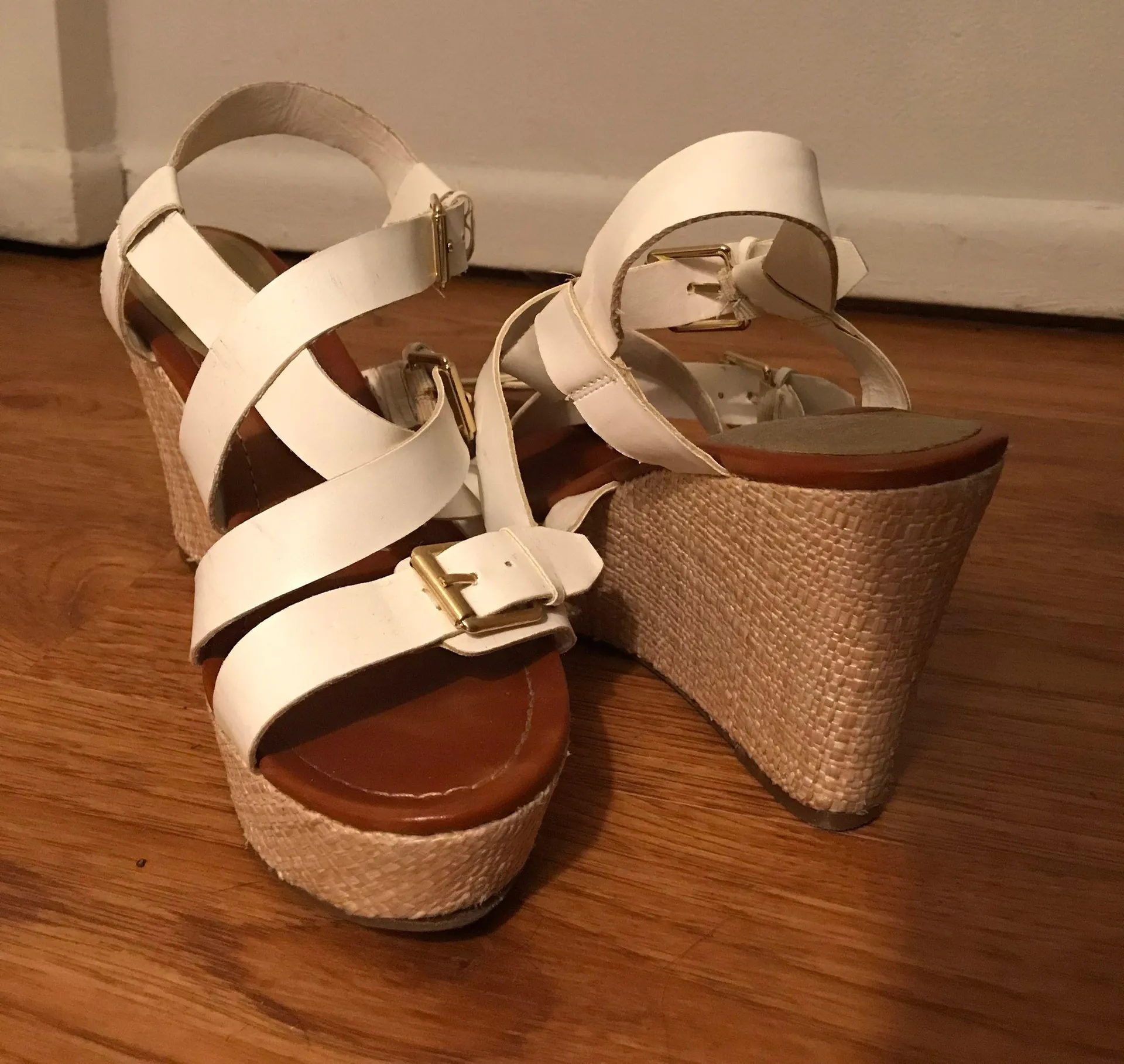 Unisa White Wedge Sandals - Image 2