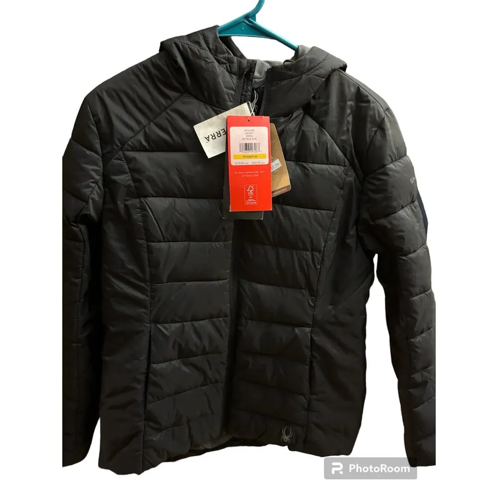 NWT Spyder Women's Clara Short Puffer Jacket, Black size medium - Image 4