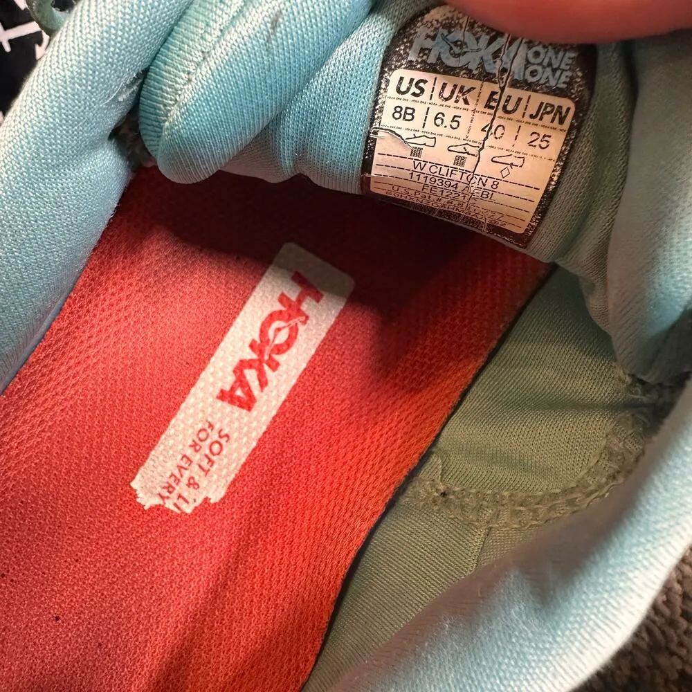 Hoka One Women's Clifton Mint Aqua Running Shoes Sneakers Size 8 - Image 9