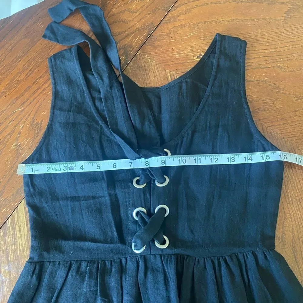 Doe & Rae black witchy dress with lace up back and pockets goth Wednesday - Image 7