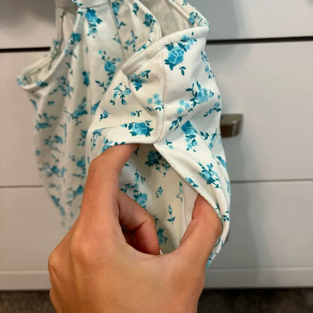 Zara White & Blue Mini Cutout Mini Dress - Image 6