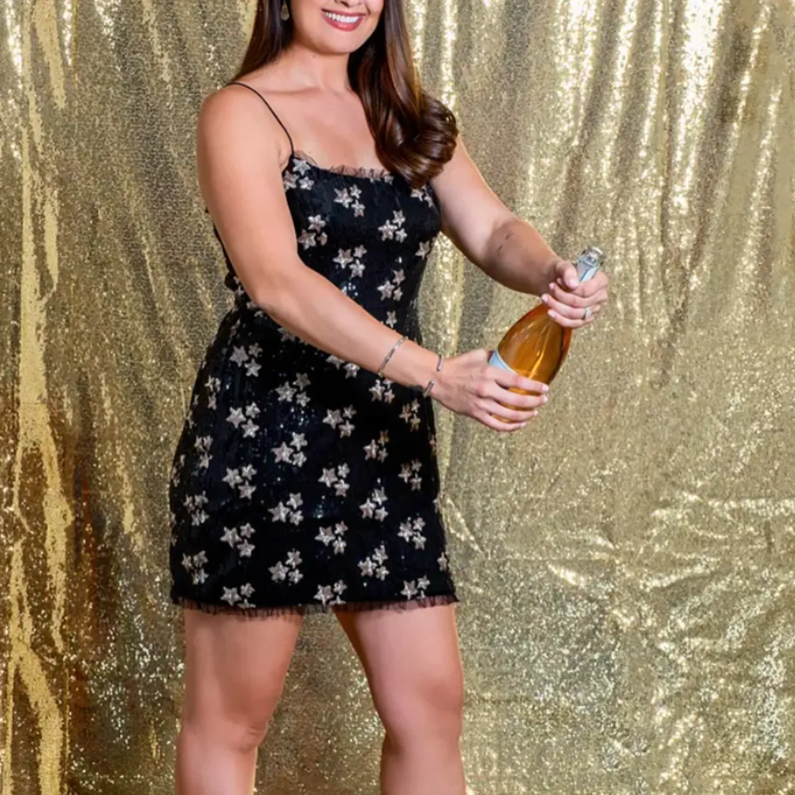 The East Order Black Star Sequin Mini Slip Dress MEDIUM Cocktail Celestial $159 - Image 9