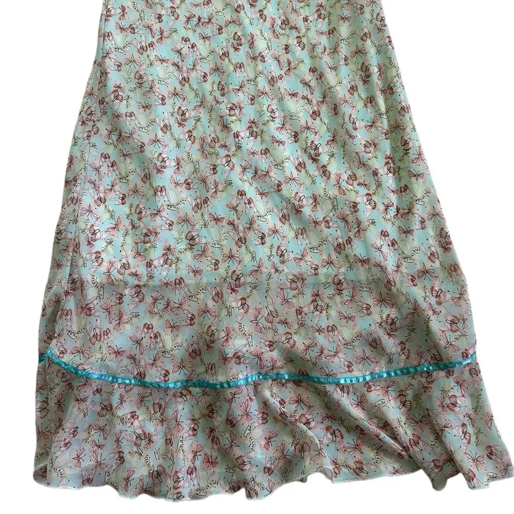 Vintage Y2K Whimsy Fairy Butterfly Tired Milkmaid Slip Midi Dress Size 6 Blue - Image 6