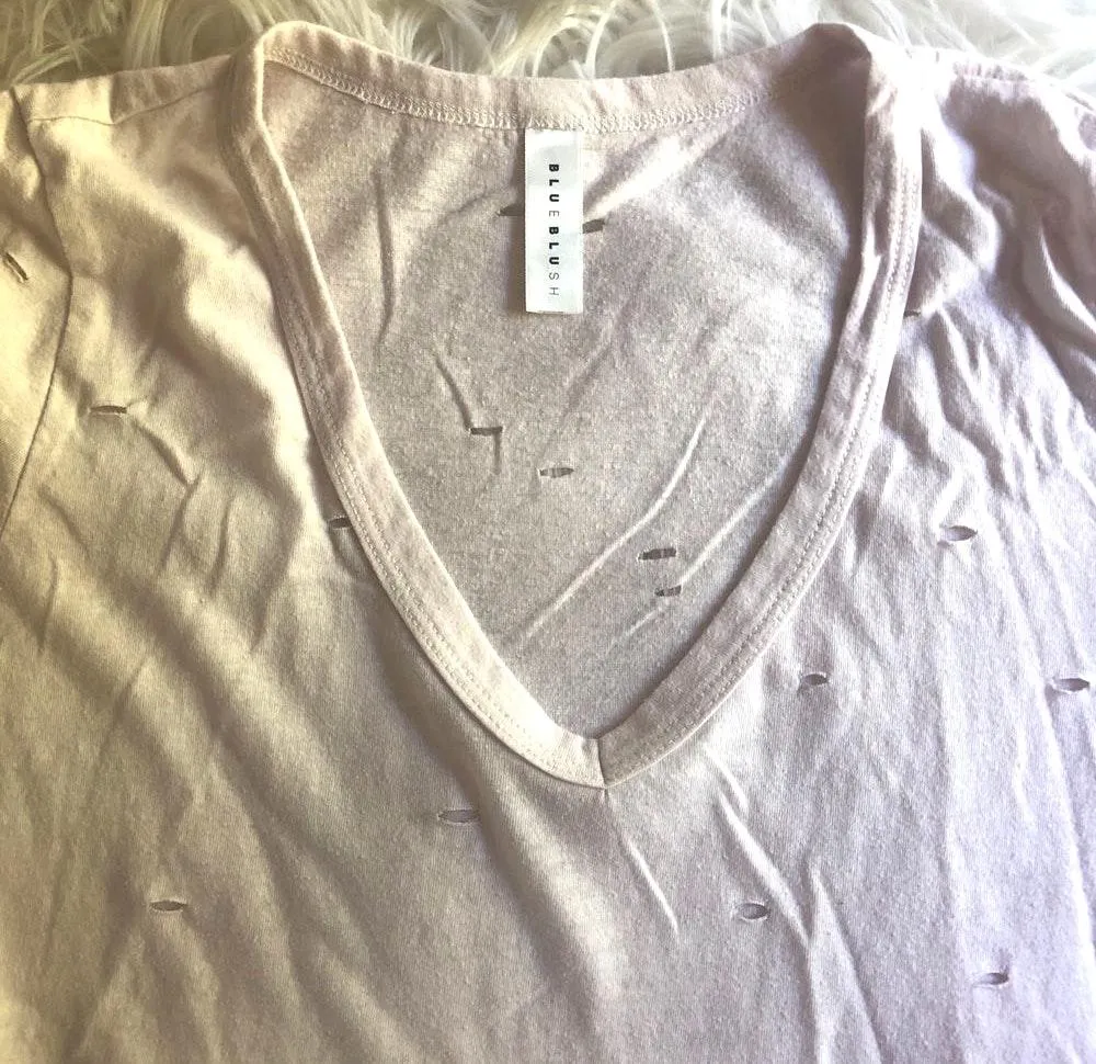 Pink Distressed Hole T-Shirt - Image 2