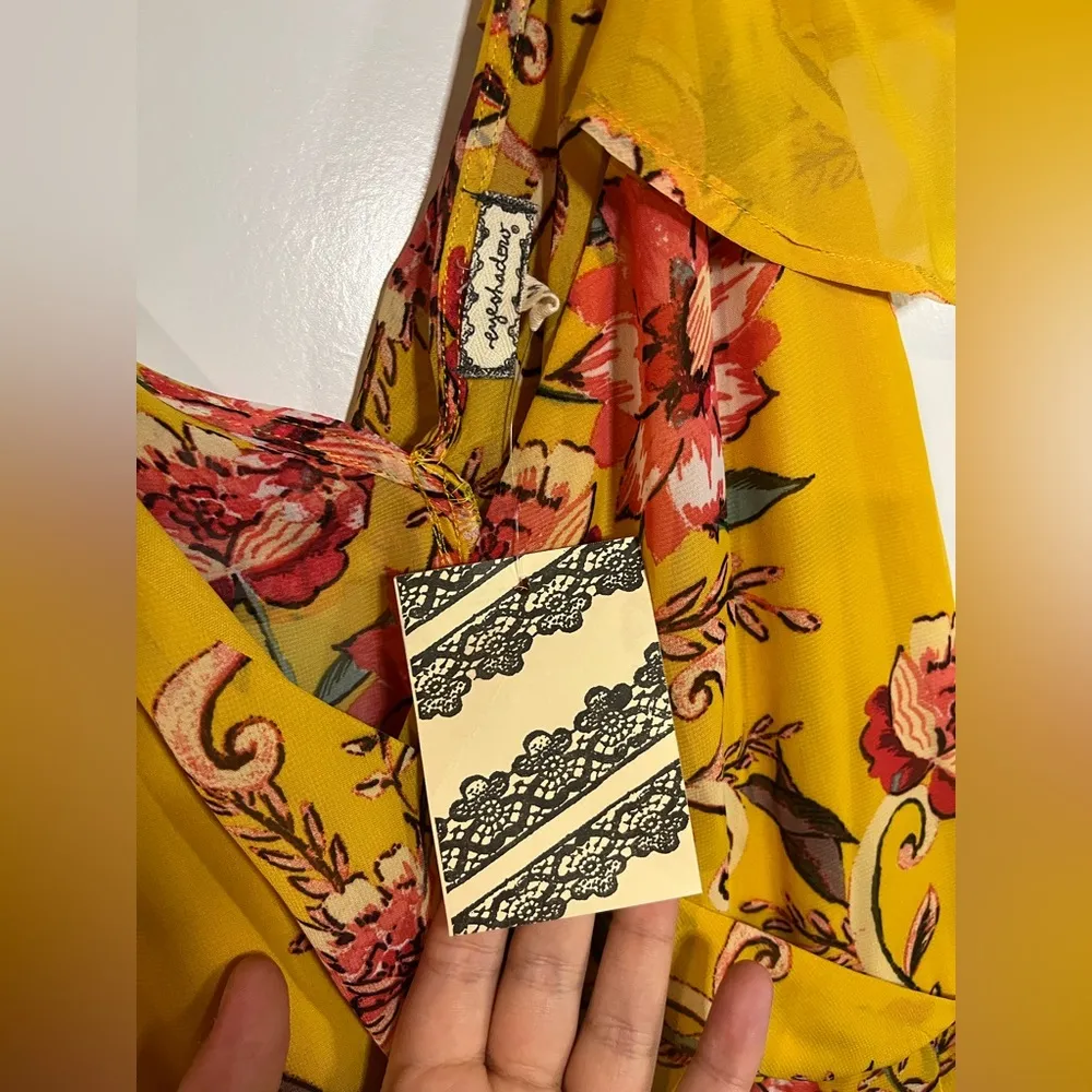 NWT Eyeshadow Brand Mineral Yellow Women’s Dress Floral Patterned Size M *Stains - Image 15