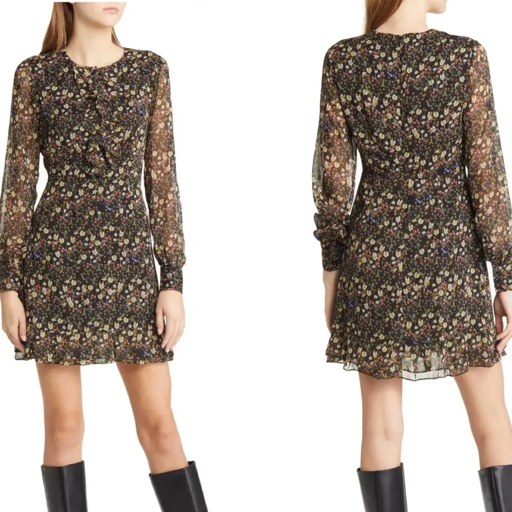 NWT French Connection Hallie Frill Long Sleeve A-Line Dress - Image 2