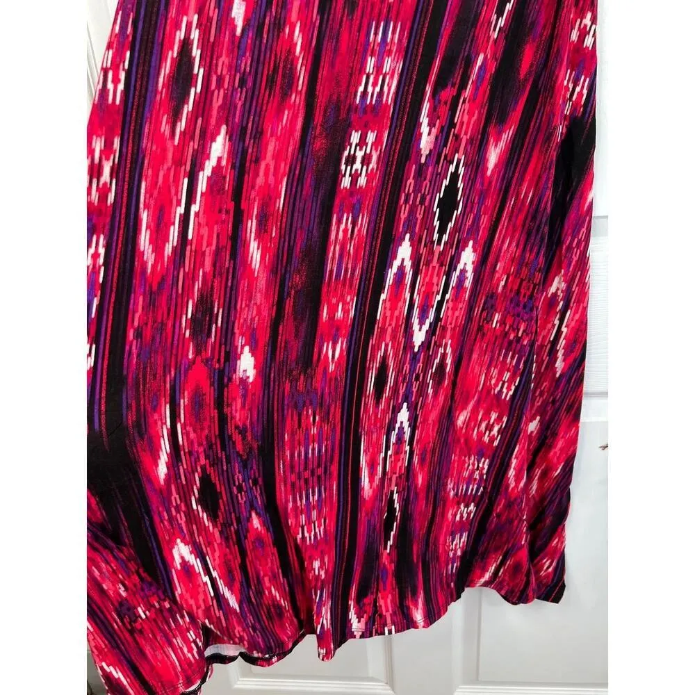 Chelsea & Theodore Boho Maxi Skirt Womens Size M Pink Multi Ikat Boho Tribal Black Size M - Image 6