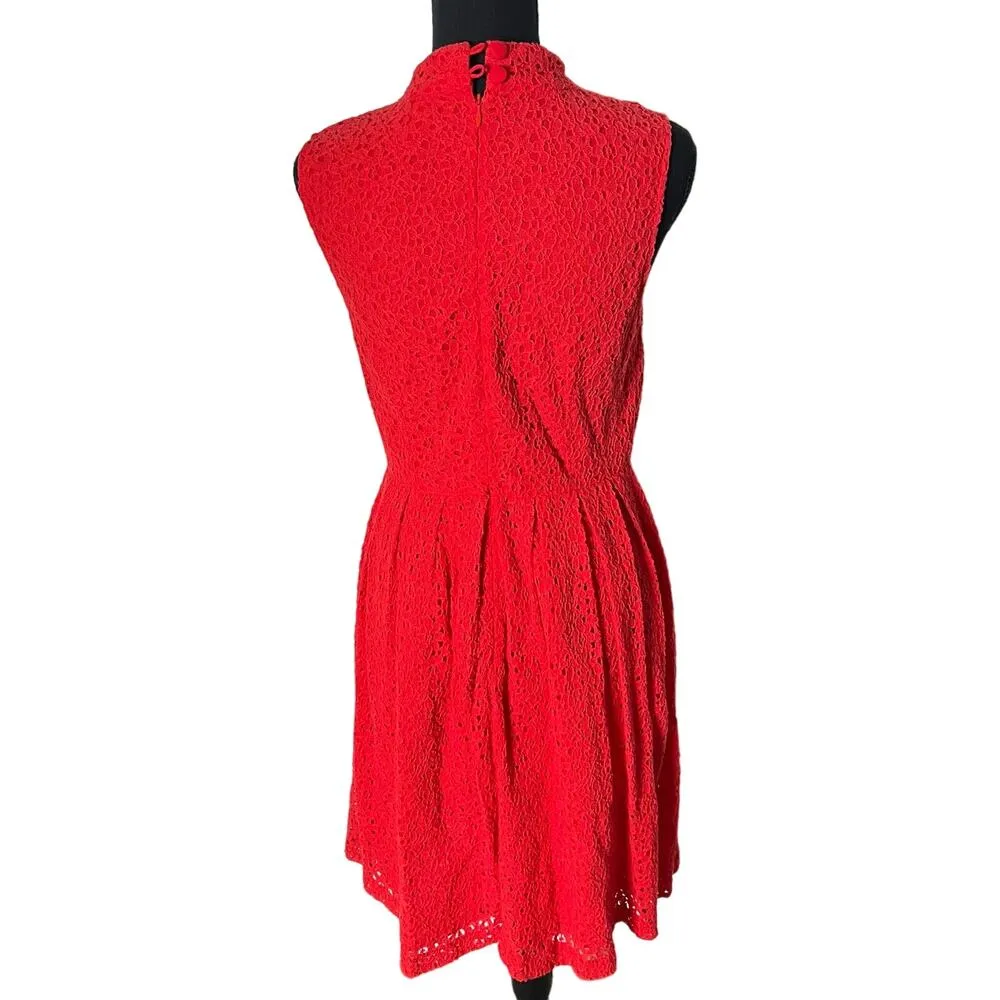 Hi There Karen Walker Anthropologie Angie Lace Short Mini Dress 6 Women’s Coral - Image 3