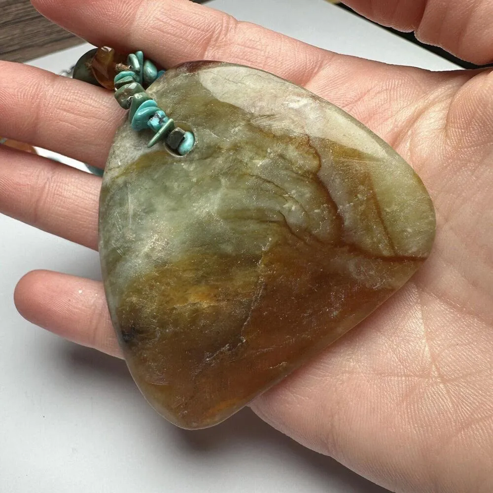 A. V. Max Stone Pendant Beaded Necklace Semi Precious Stones / Turquoise Etc - Image 11