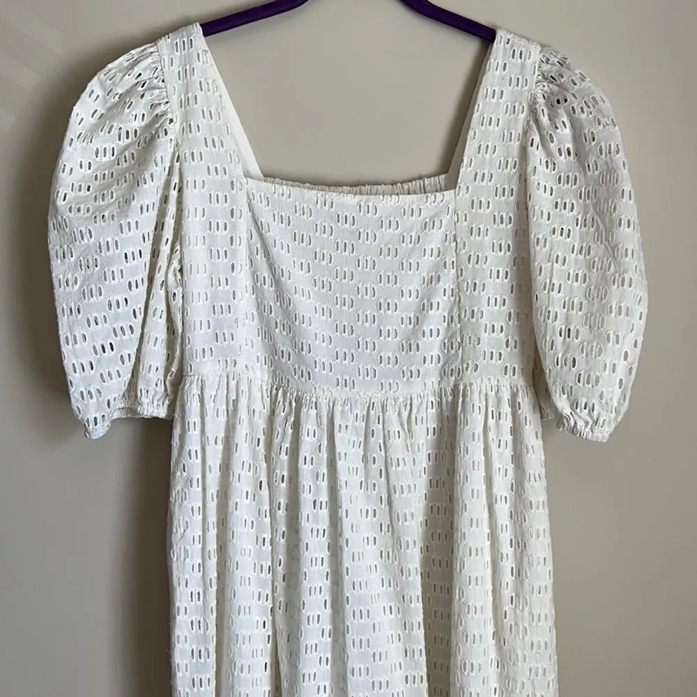 Anthropologie Monsoon and Beyond Estela Maxi Dress White Eyelet Puff Sleeve - Image 5