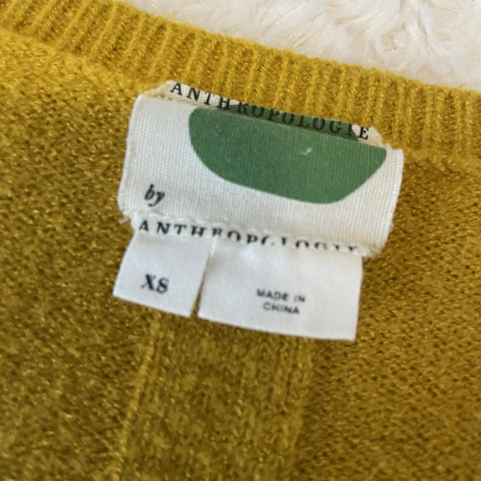 Anthropologie Mustard Yellow Rayon Long Sleeve V-Neck Pullover Sweater Size XS - Image 2