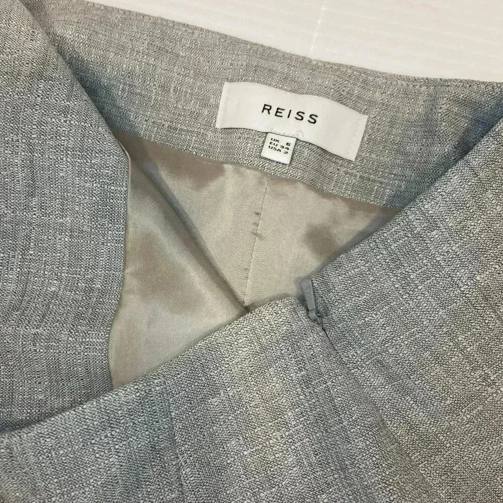Reiss Gray Wool Blend Pencil Skirt Size 2 Classic Business Casual‎ Minimalist - Image 8