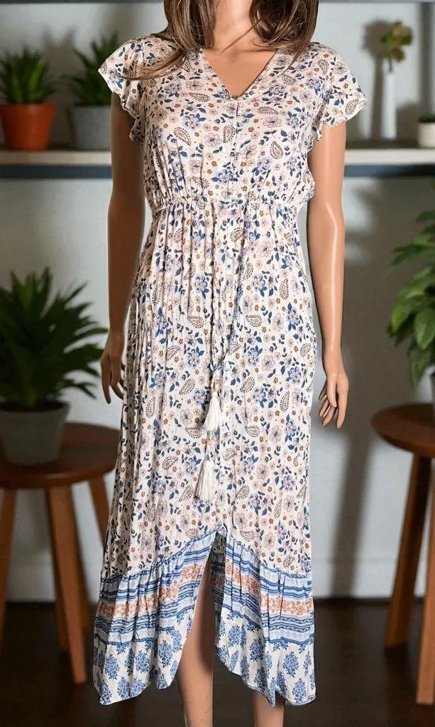 Japna Floral Paisley Maxi Dress. 100% Rayon. Size Small - Image 8