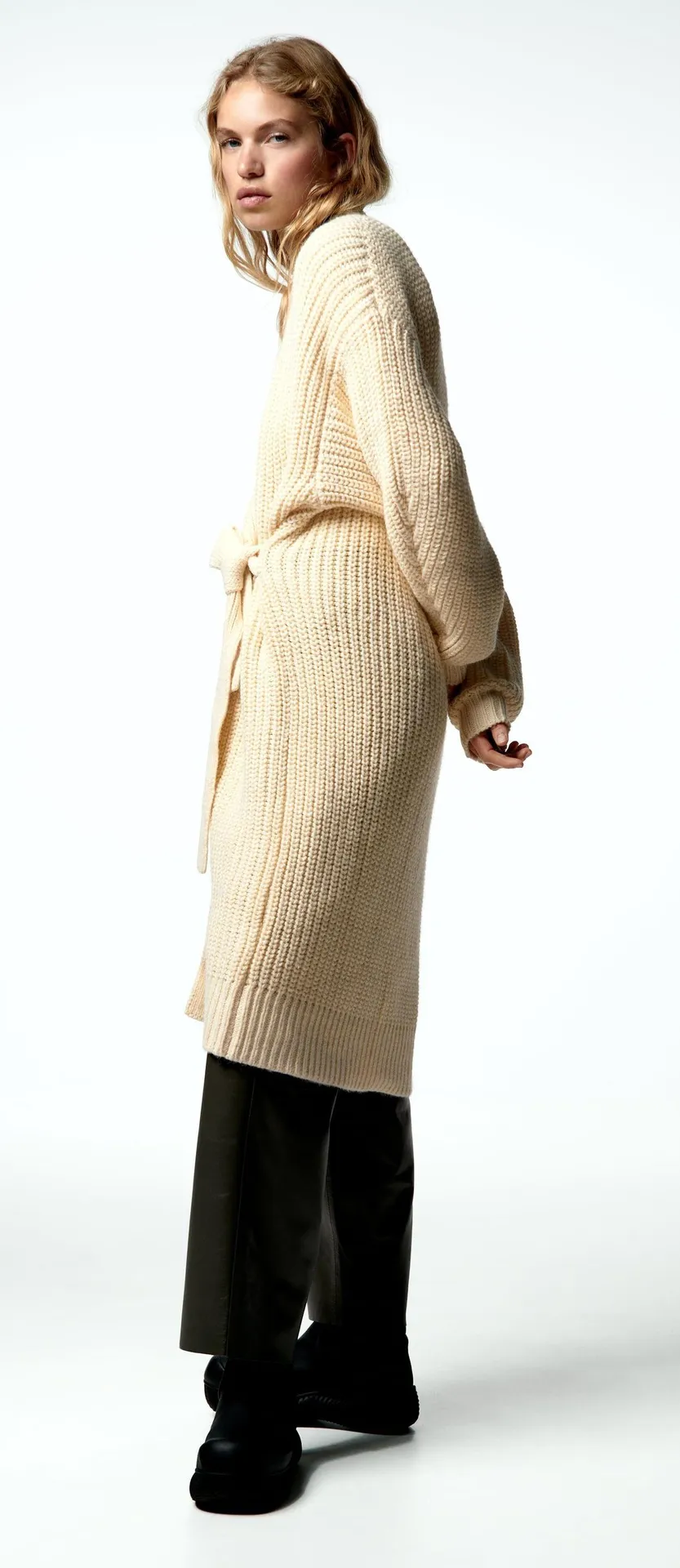 Chunky Wrap Front Knit Cardigan - Image 5