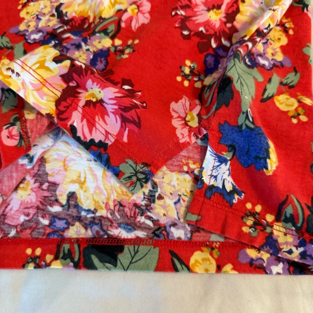 Maeve by Anthropologie Size S Clemente Red Floral Short Sleeve Tie-Neck Blouse - Image 13