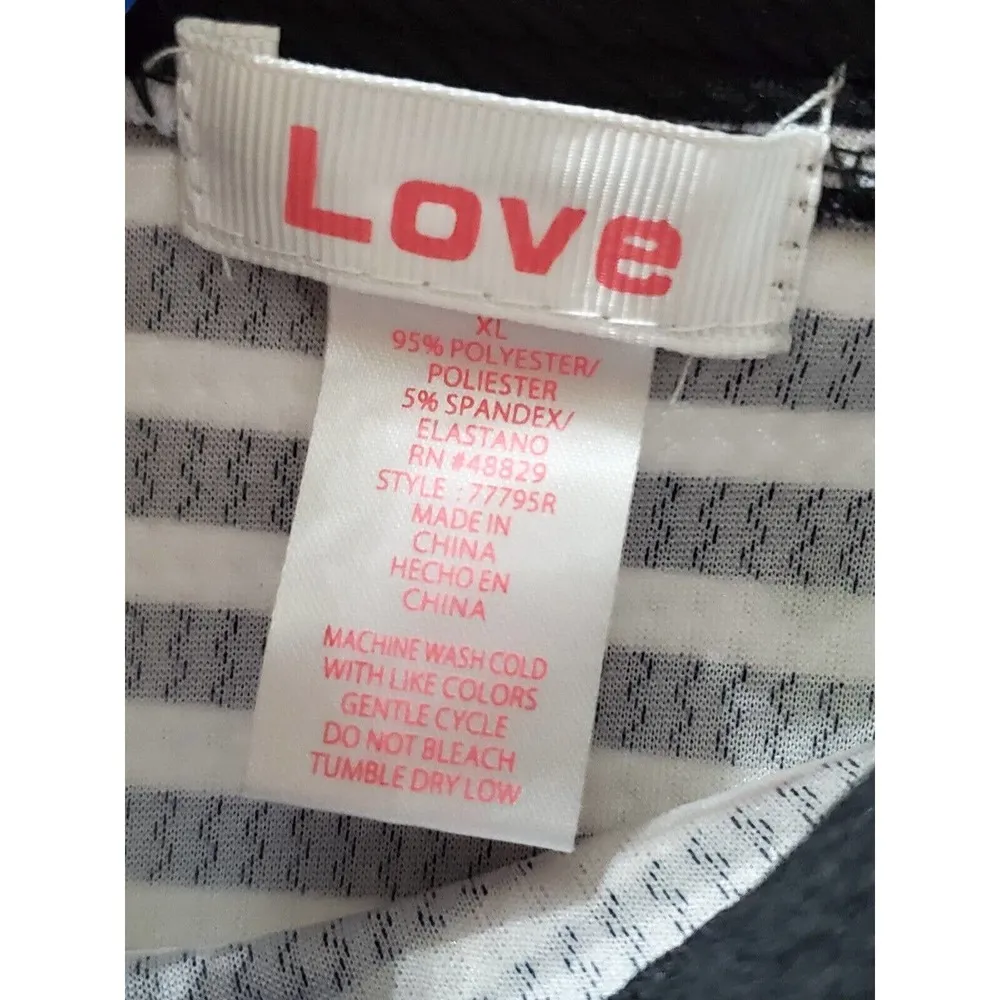 Love Women's Black & White Polyester Comfort Waist Knee Length Skirt Size XL - Image 3