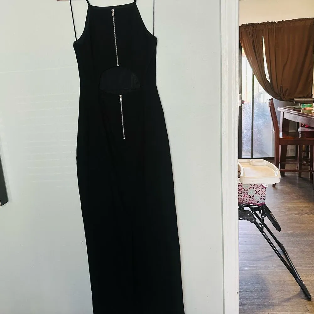 Elizabeth and James Women's Black Elana Square Neckline Zip Up Gown Size 2 - Image 6