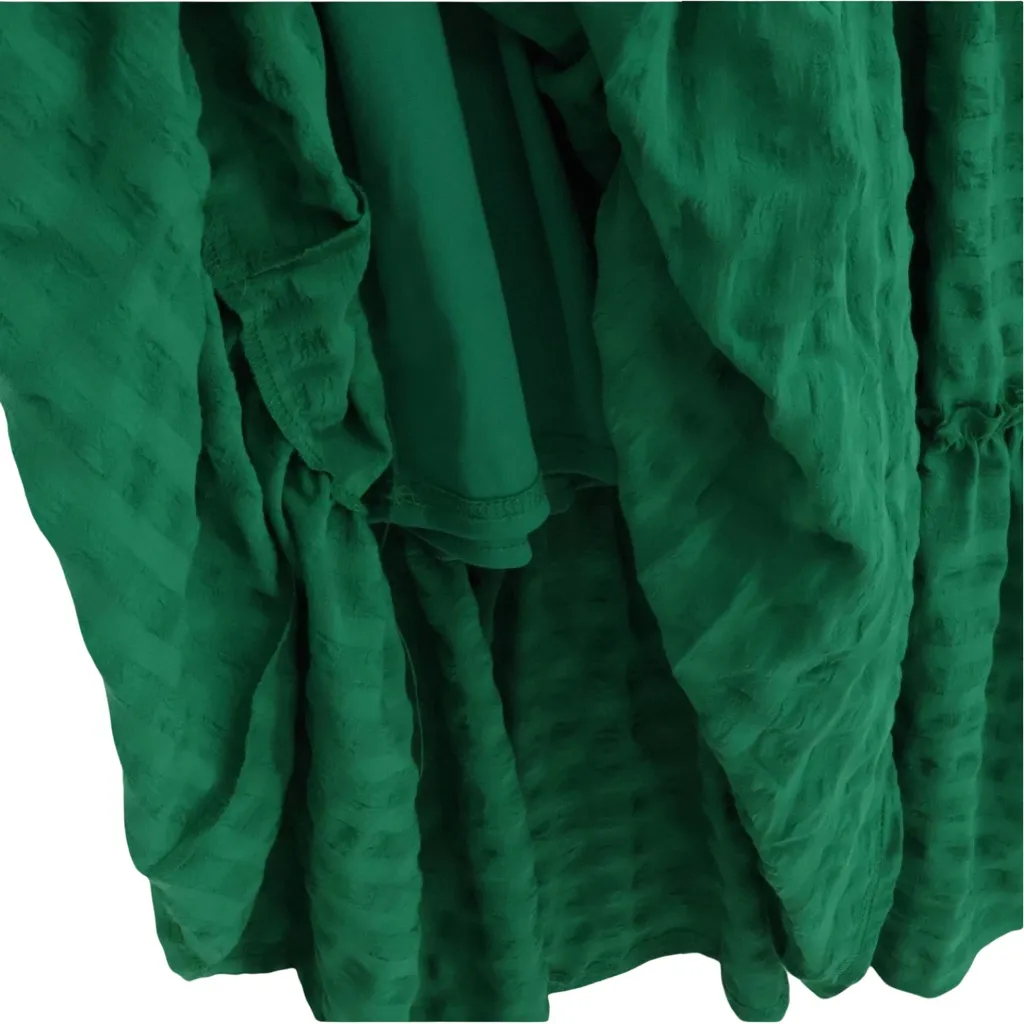 Lark + Grey Size Medium Green Tiered Maxi Dress With Elastic Waist Band and Tie. - Image 4