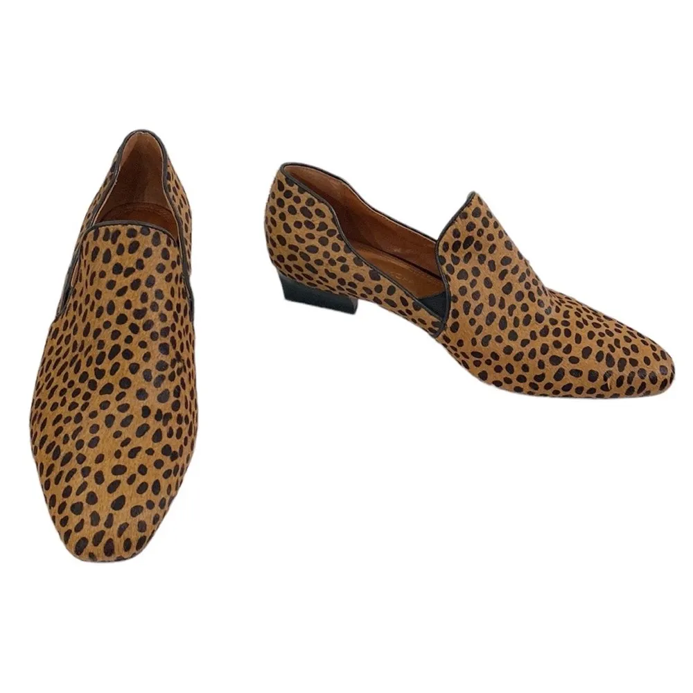 Rebecca Minkoff cheetah print calf hair smoking heeled loafers size 7 - Image 7