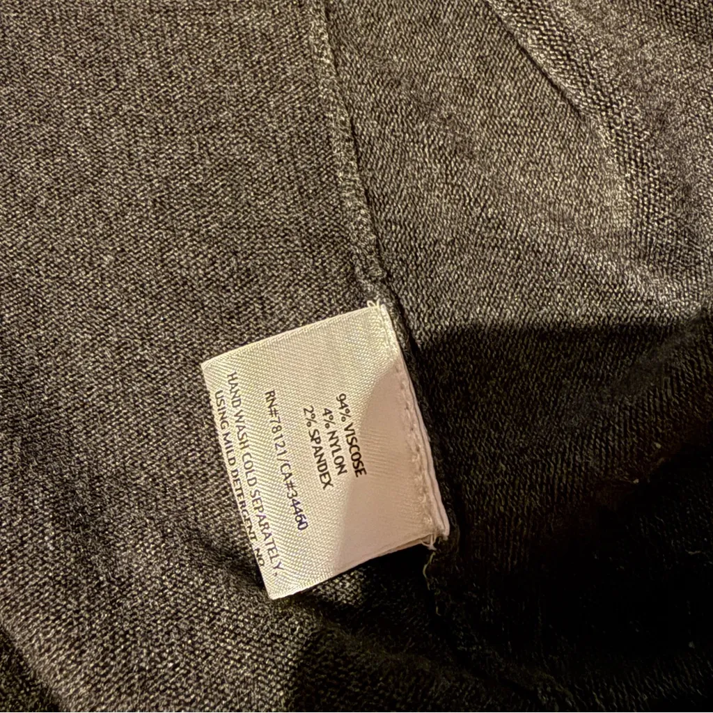 Eileen Fisher Dark Gray Knit Long Sleeve Open Waterfall Cardigan Sz M - Image 6