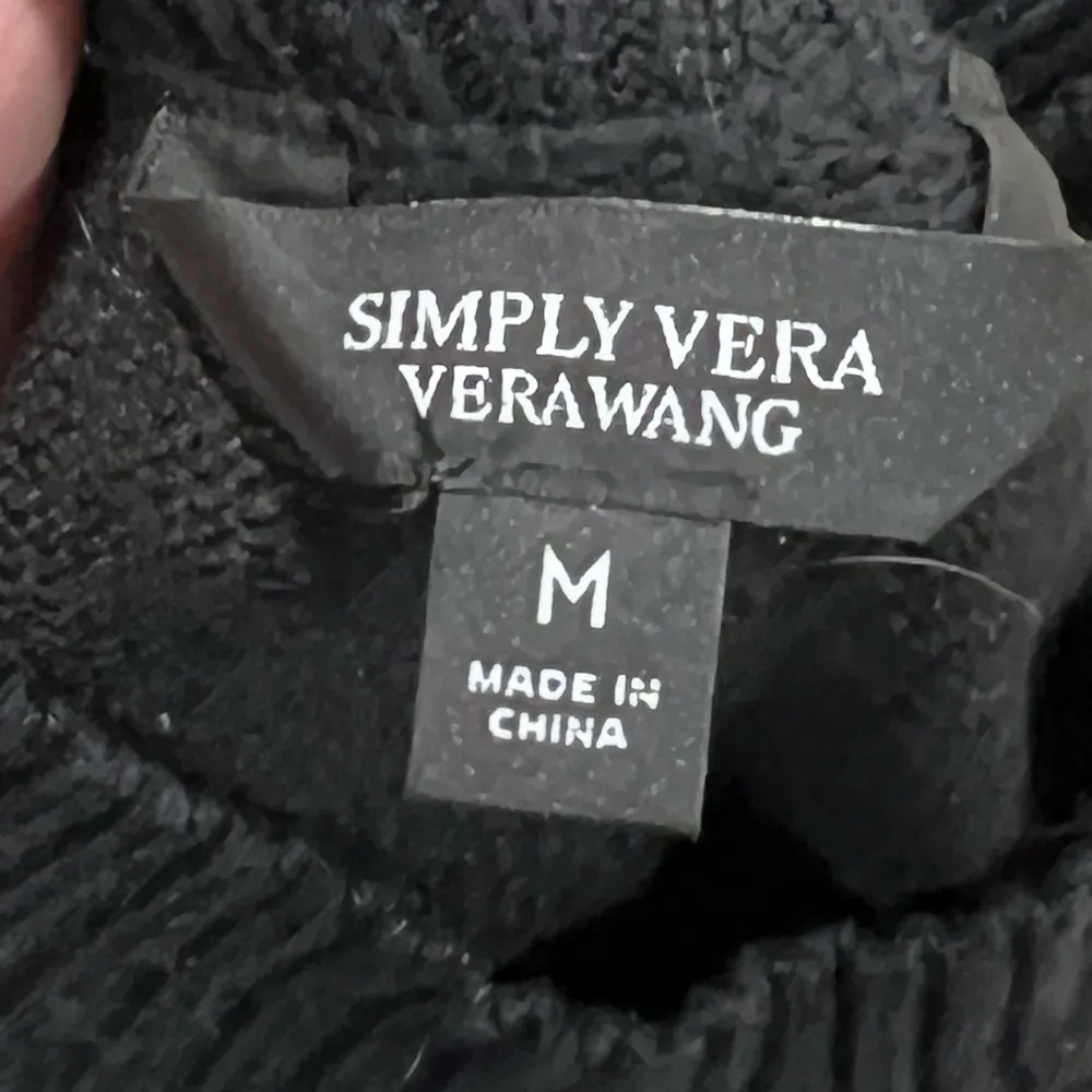 Simply Vera Vera Wang Sweater Size Medium Black Pullover Mock Neck Embellished - Image 2