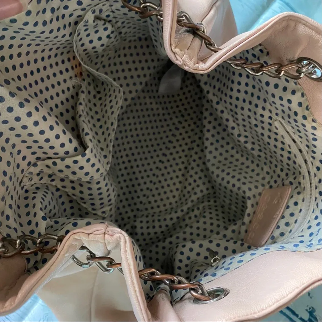 Cesca peach colored Double chain strap purse Tan - Image 7