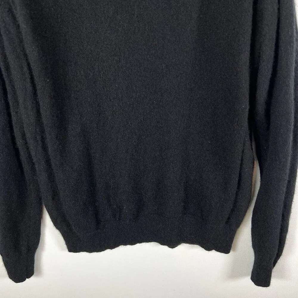 White + Warren Cold Shoulder Black Cashmere Sweater Women Sz M Minimalist Luxury Size M - Image 5