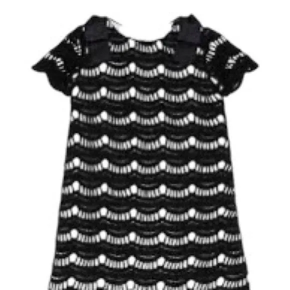 Kate Spade Black Lace Scalloped Overlay Shift Dress Size 2 Short Sleeve in EUC - Image 2