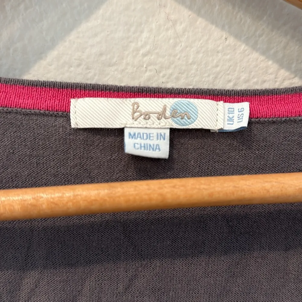 Boden Gray Tie Front Crop Sweater 3/4 Sleeve Size 6 - Image 4