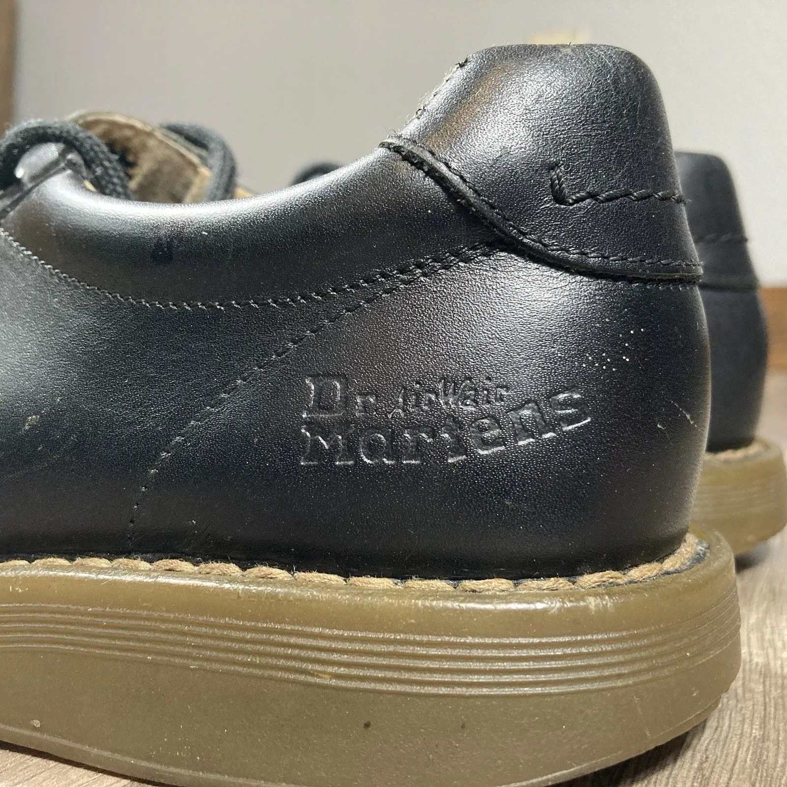 Vintage Dr Martens 6 Smooth Black Leather Oxford Shoes Grunge Rare Portugal Made - Image 2