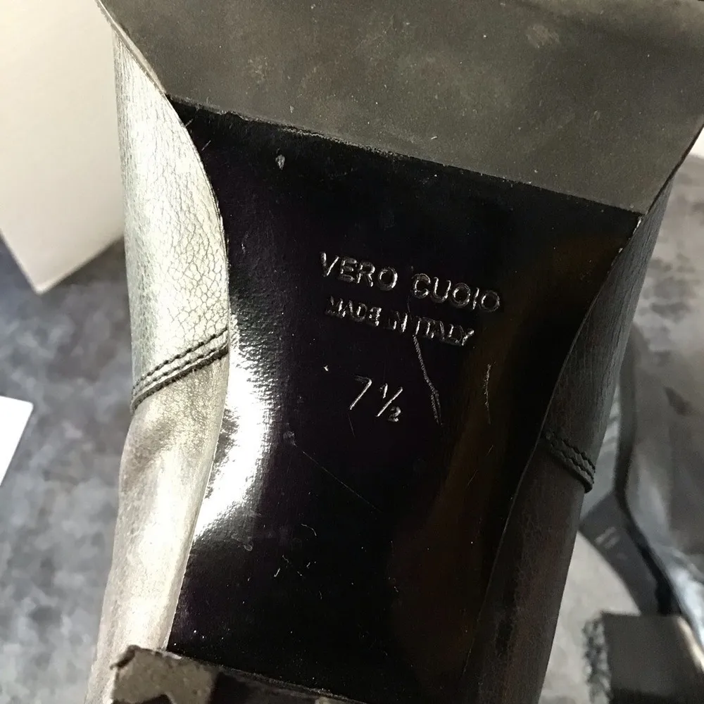 Aquatalia Vero Cuoio Black Leather Ankle Boots Women 7.5 2.5" Heel Pull-on Italy - Image 6