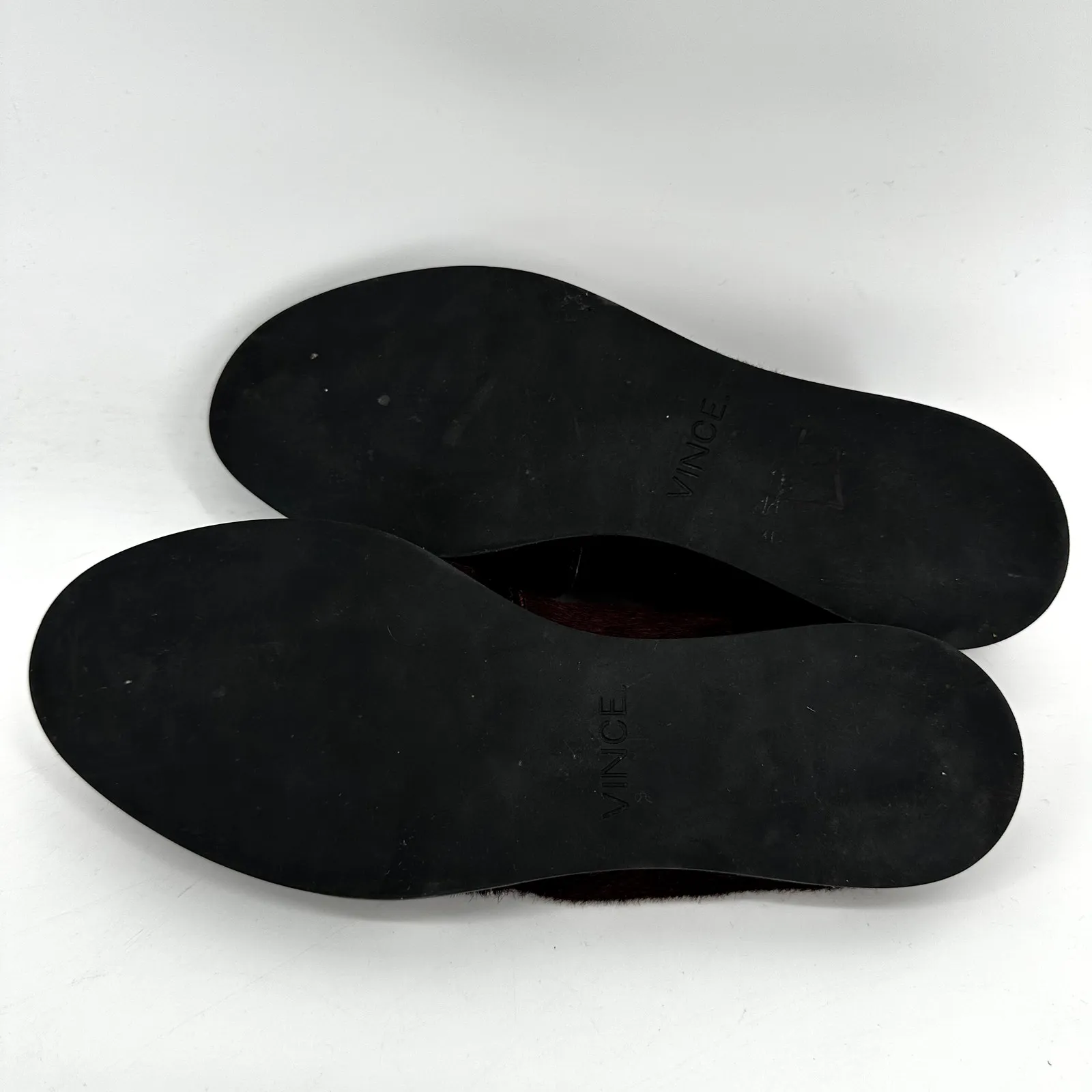 Vince Mason Calf Hair Flat Loafers Shoes Slip On Almond Toe Red Burgundy 5M - Image 8