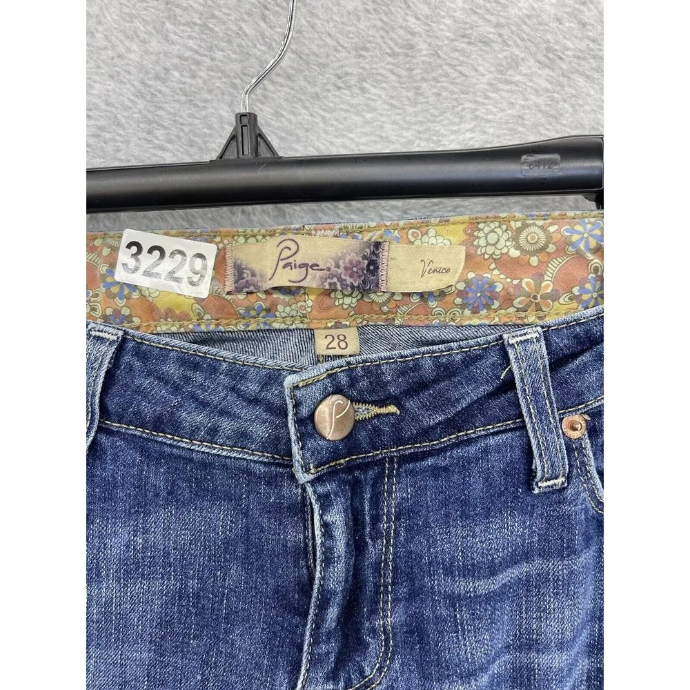 Paige Women's Blue Denim Capri Size 28 Venice Medium Wash Cotton Blend Low Rise - Image 10