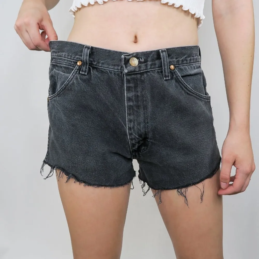 Vintage 90s Wrangler Black Cut Off Denim Shorts - Image 4