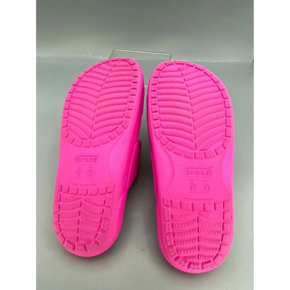Crocs Classic Unisex Slide Size M6/W8 Bright Pink Iconic Casual Slip On Sandal - Image 6