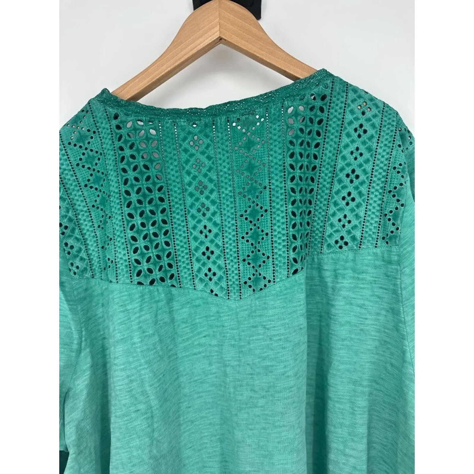 Soft Surroundings Trevi Lace Top Jewel Green Size 3X Beachy Boho Coastal Mature - Image 6